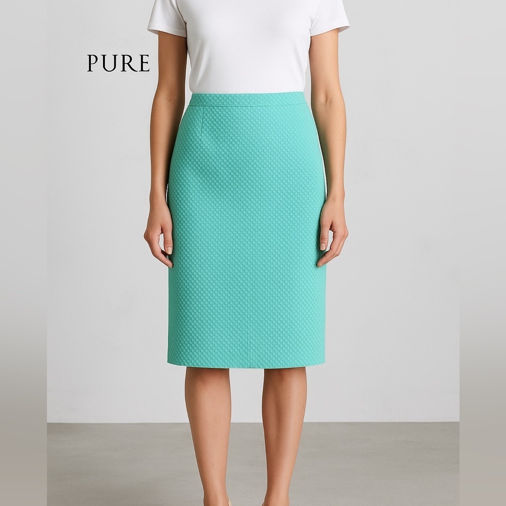 J Jill PureCollection Aqua Textured Cotton Pencil Skirt – Size US 6 UK 12